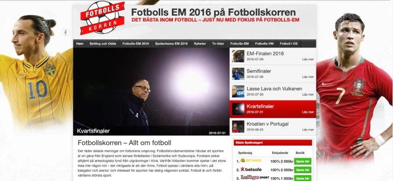 fotbollskorren.se framsida juli 2016